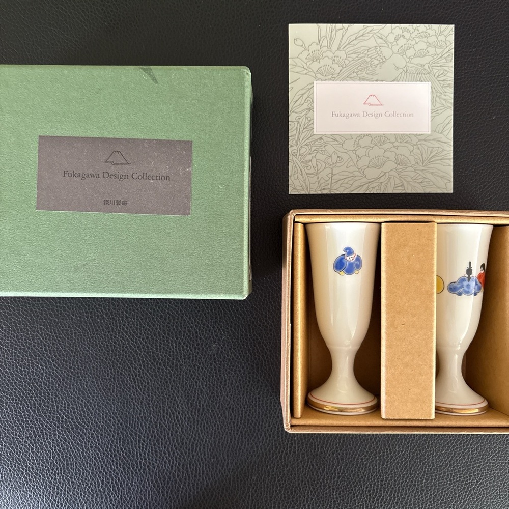 Fukagawa Design Collection Porcelain Sake Cups
